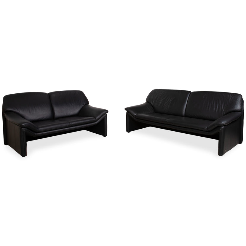 Laauser Atlanta Sofa Set Designer Leather Sofa Black Two-seater Three-seater Couch