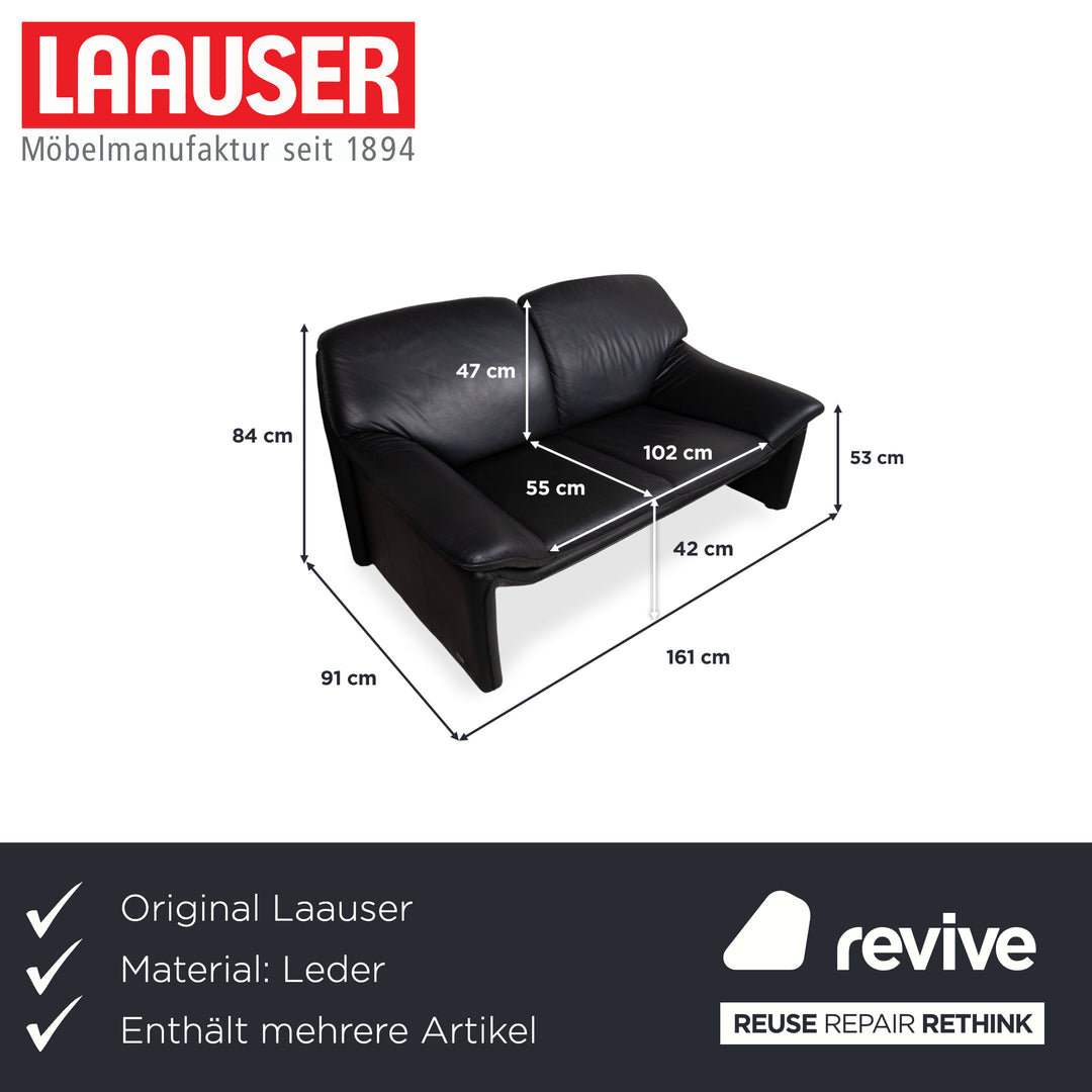 Laauser Atlanta Garnitur Designer Leder Sofa Schwarz Zweisitzer Dreisitzer Couch