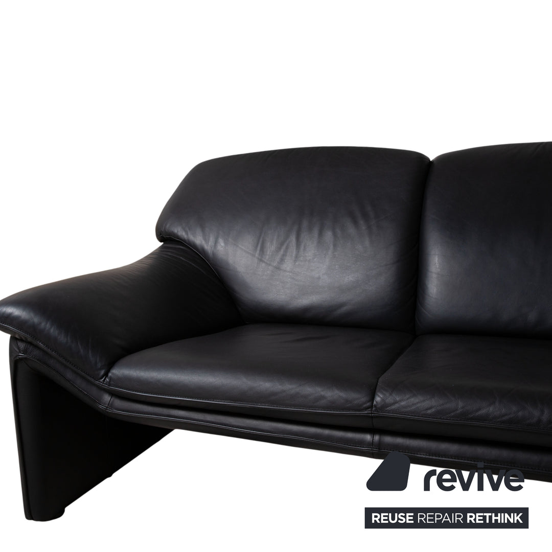 Laauser Atlanta Garnitur Designer Leder Sofa Schwarz Zweisitzer Dreisitzer Couch
