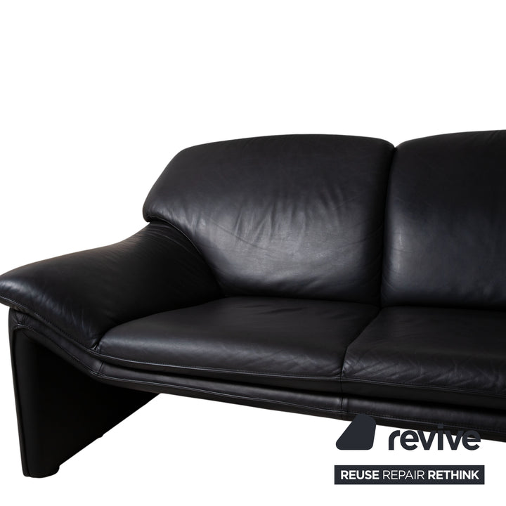 Laauser Atlanta Garnitur Designer Leder Sofa Schwarz Zweisitzer Dreisitzer Couch