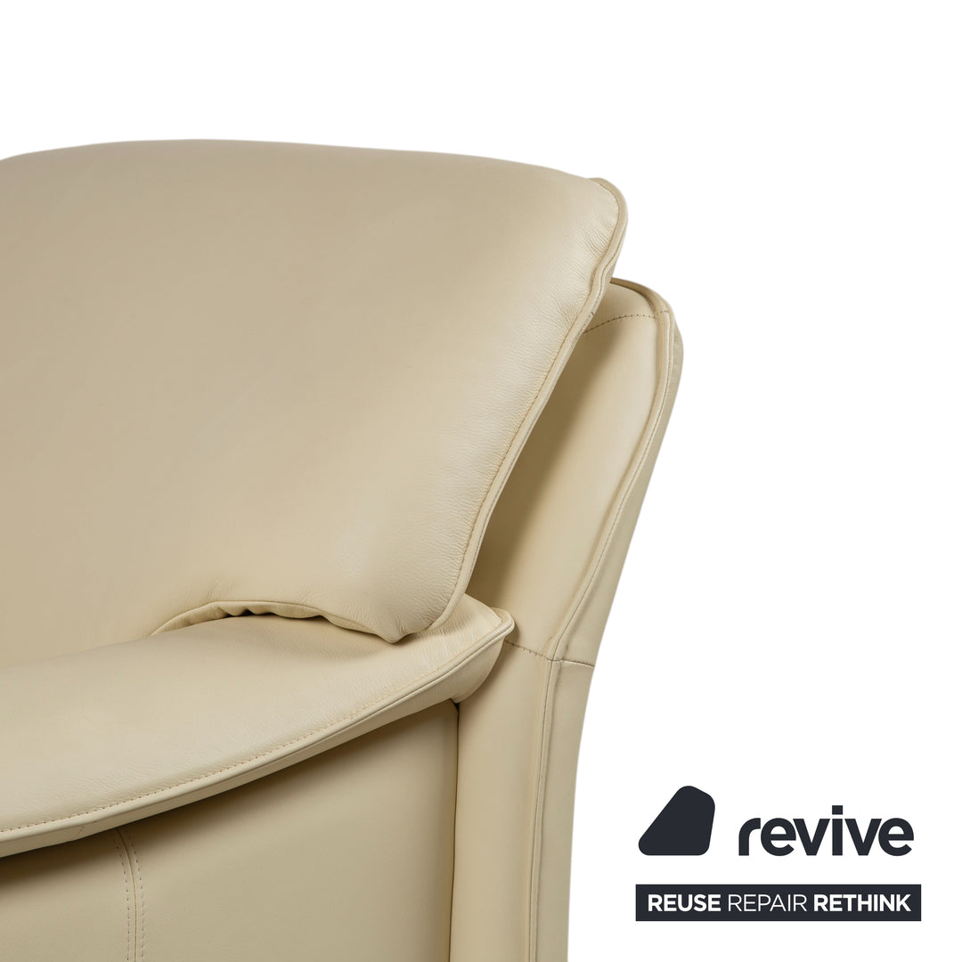 Laauser Atlanta Garnitur Leder Dreisitzer Sessel Beige Creme Sofa Couch