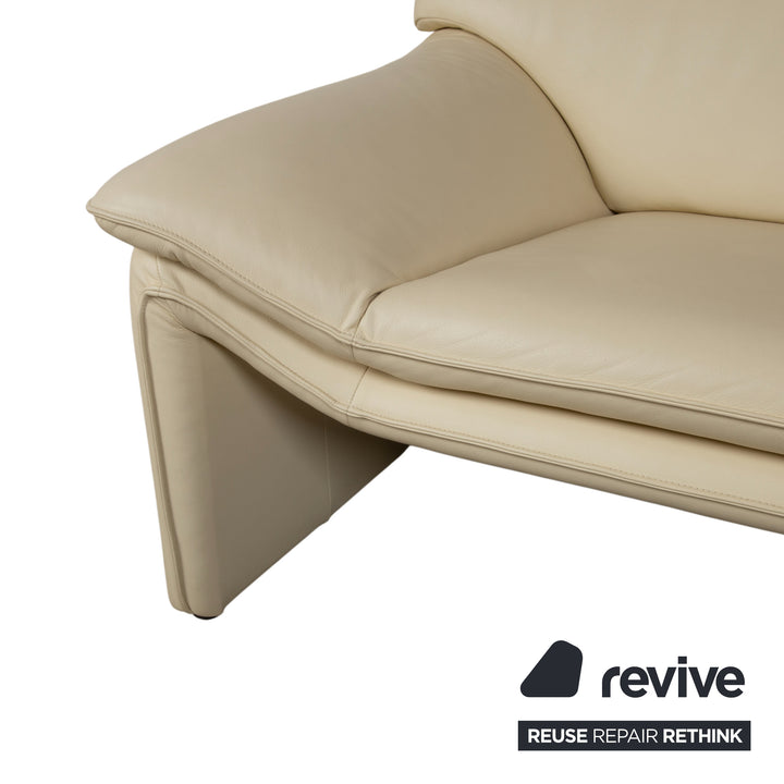 Laauser Atlanta Garnitur Leder Dreisitzer Sessel Beige Creme Sofa Couch