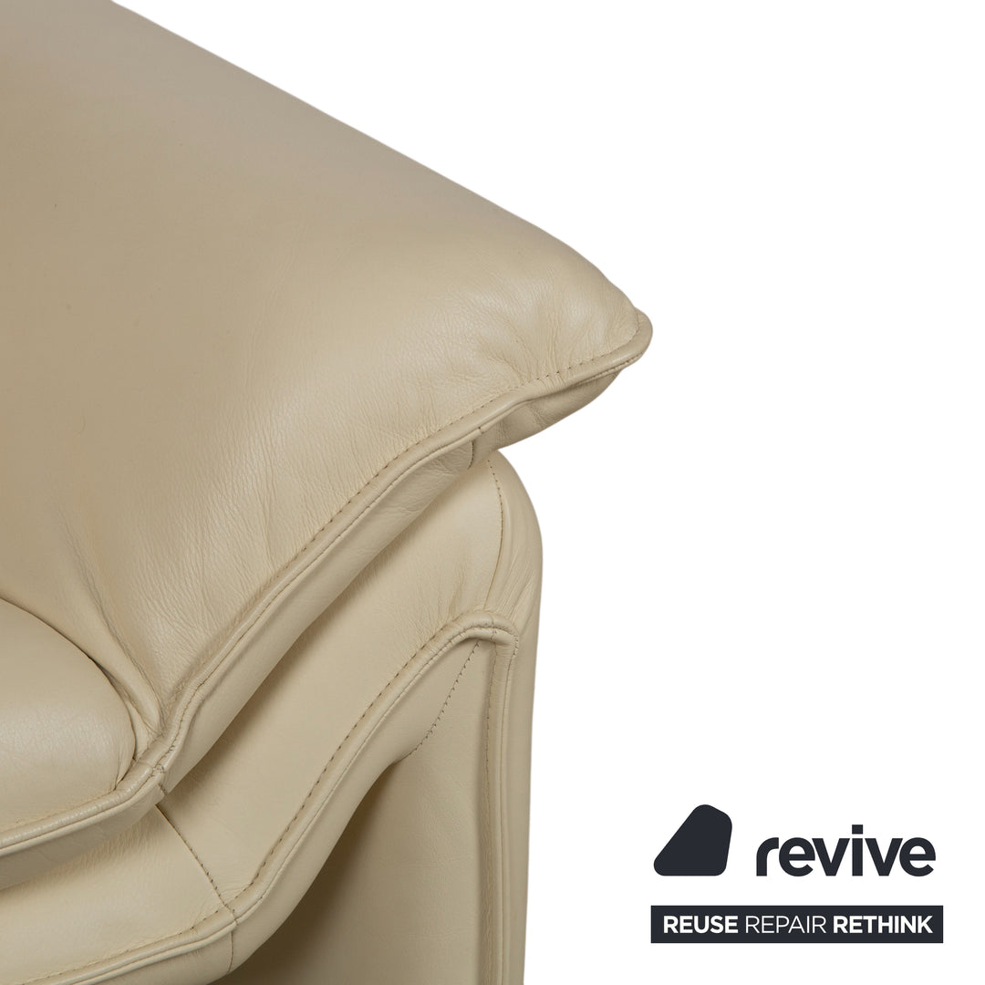 Laauser Atlanta Garnitur Leder Dreisitzer Sessel Beige Creme Sofa Couch