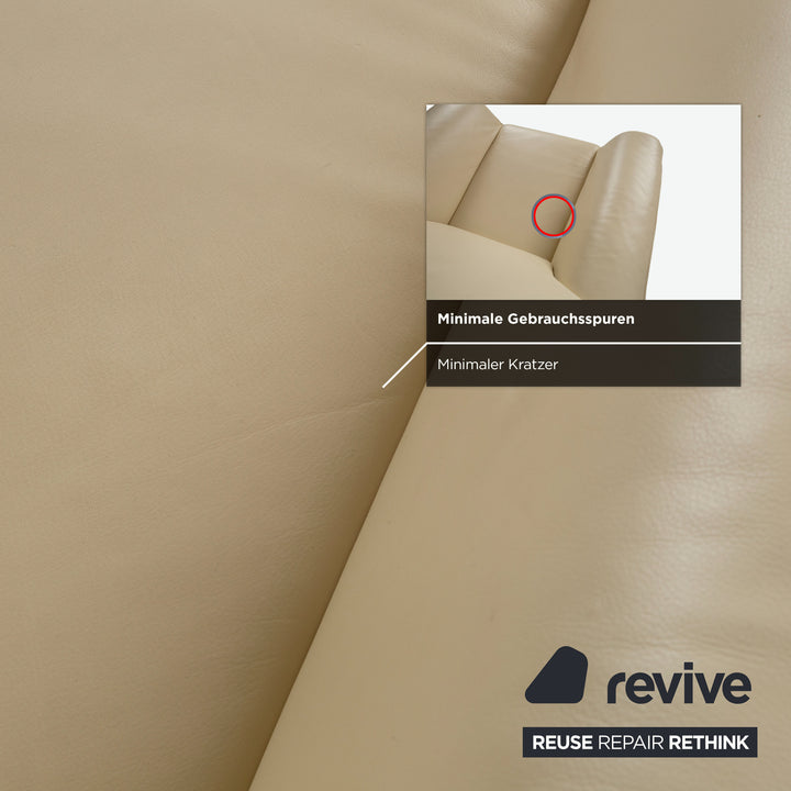 Laauser Atlanta Garnitur Leder Dreisitzer Sessel Beige Creme Sofa Couch