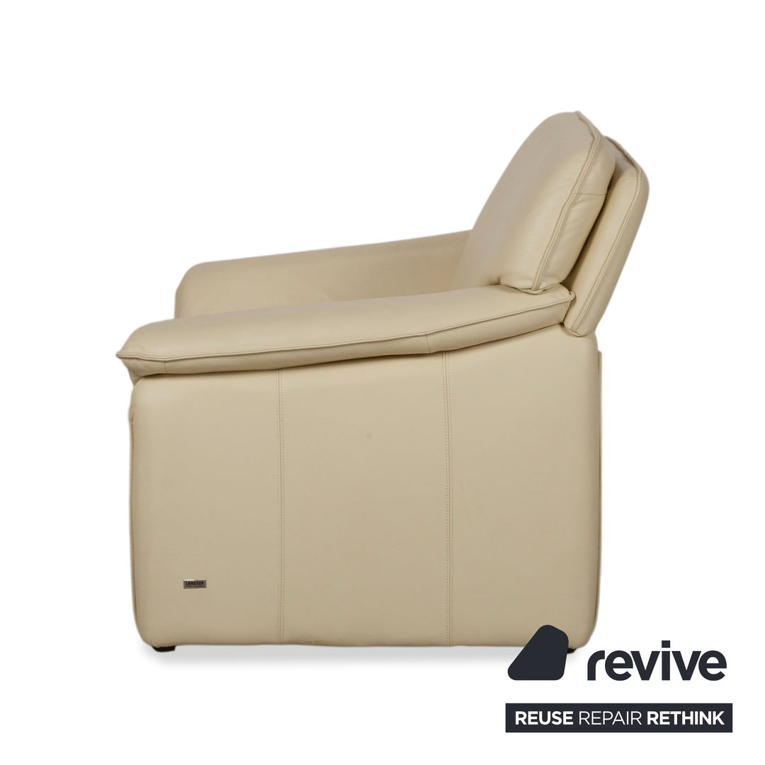 Laauser Atlanta Garnitur Leder Dreisitzer Sessel Beige Creme Sofa Couch