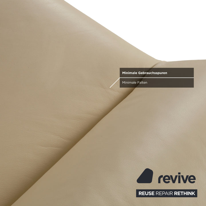 Laauser Atlanta Garnitur Leder Dreisitzer Sessel Beige Creme Sofa Couch