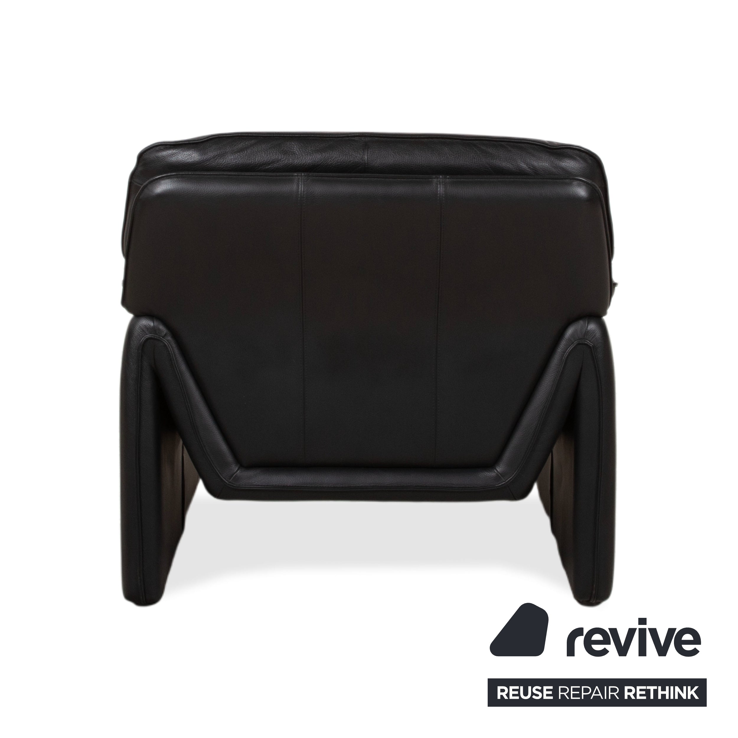 Laauser Atlanta Two-Seater Leather Suite Armchair Black Sofa Couch