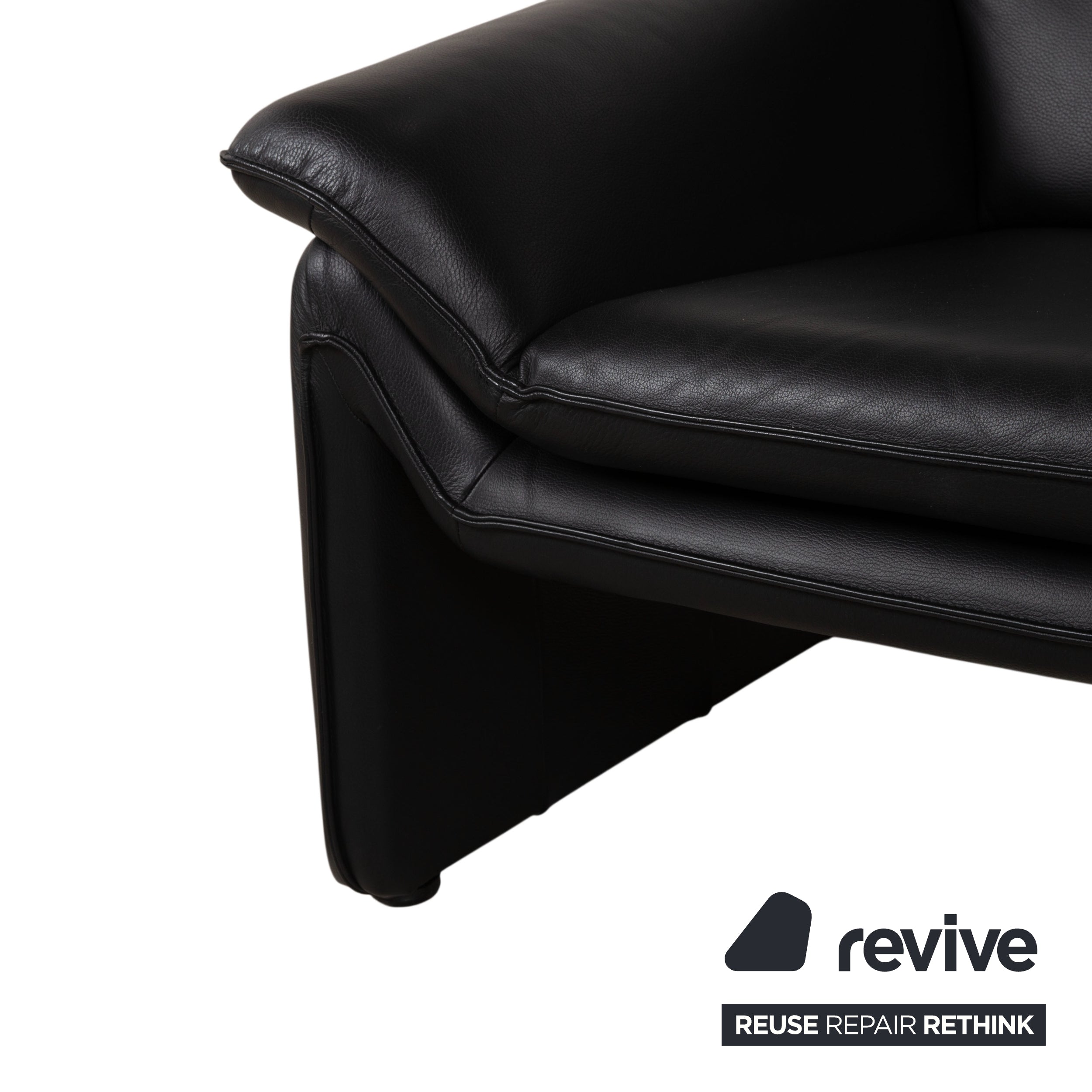 Laauser Atlanta Two-Seater Leather Suite Armchair Black Sofa Couch