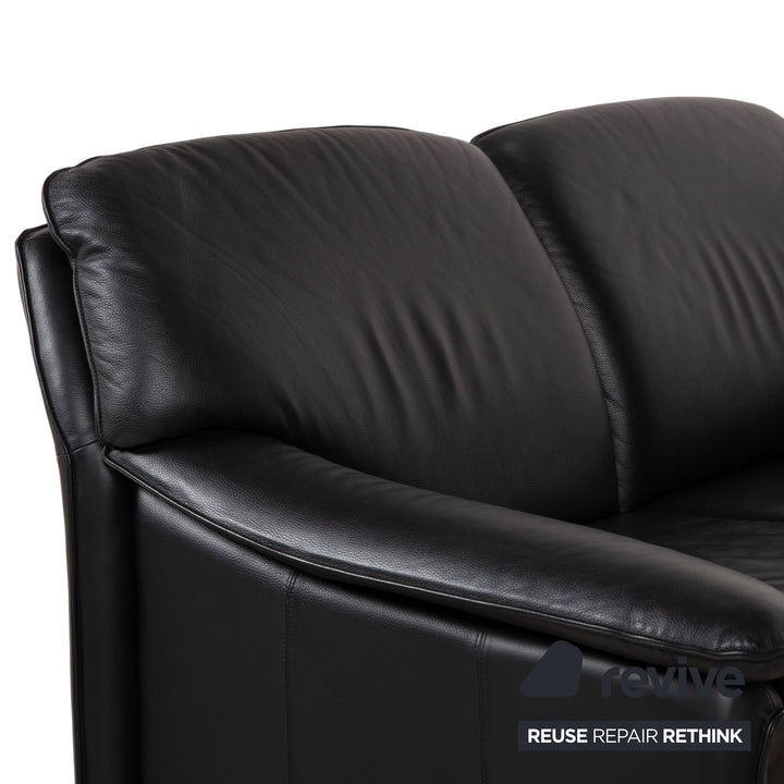 Laauser Atlanta Garnitur Cuir Deux places Fauteuil Noir Canapé Canapé