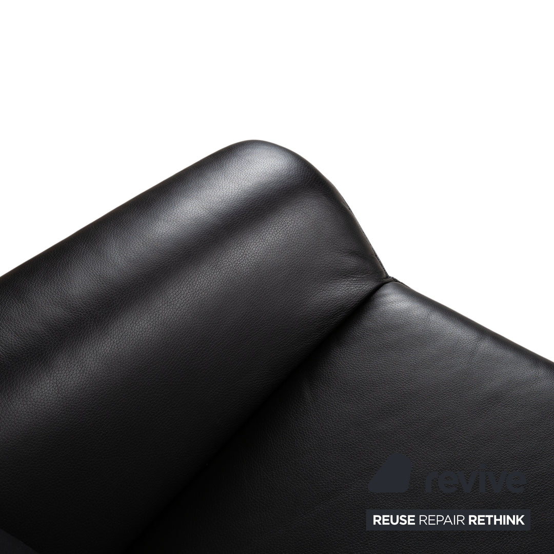 Laauser Atlanta Garnitur Cuir Deux places Fauteuil Noir Canapé Canapé