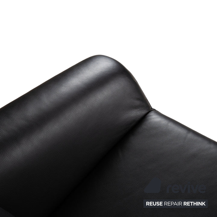 Laauser Atlanta Garnitur Cuir Deux places Fauteuil Noir Canapé Canapé
