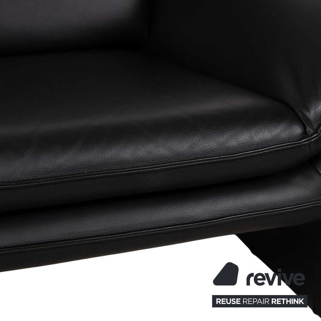 Laauser Atlanta Garnitur Cuir Deux places Fauteuil Noir Canapé Canapé