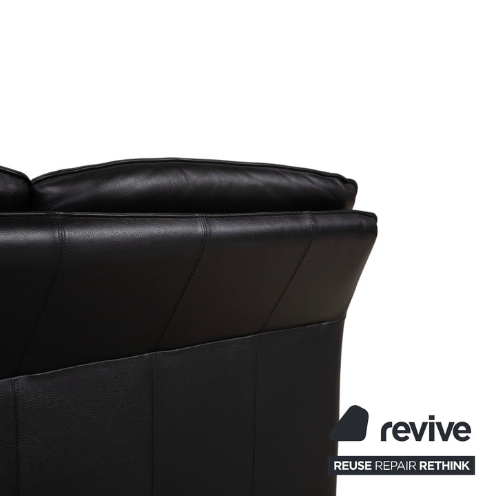 Laauser Atlanta Garnitur Cuir Deux places Fauteuil Noir Canapé Canapé
