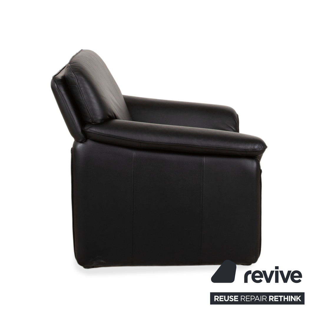 Laauser Atlanta Garnitur Cuir Deux places Fauteuil Noir Canapé Canapé