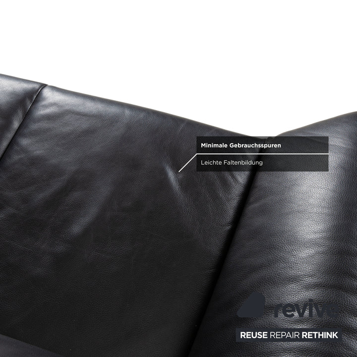 Laauser Atlanta Garnitur Cuir Deux places Fauteuil Noir Canapé Canapé