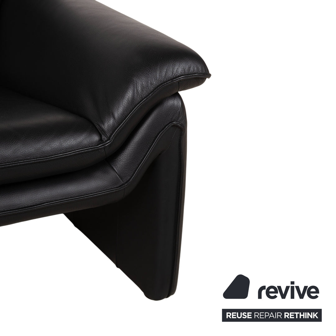 Laauser Atlanta Garnitur Cuir Deux places Fauteuil Noir Canapé Canapé