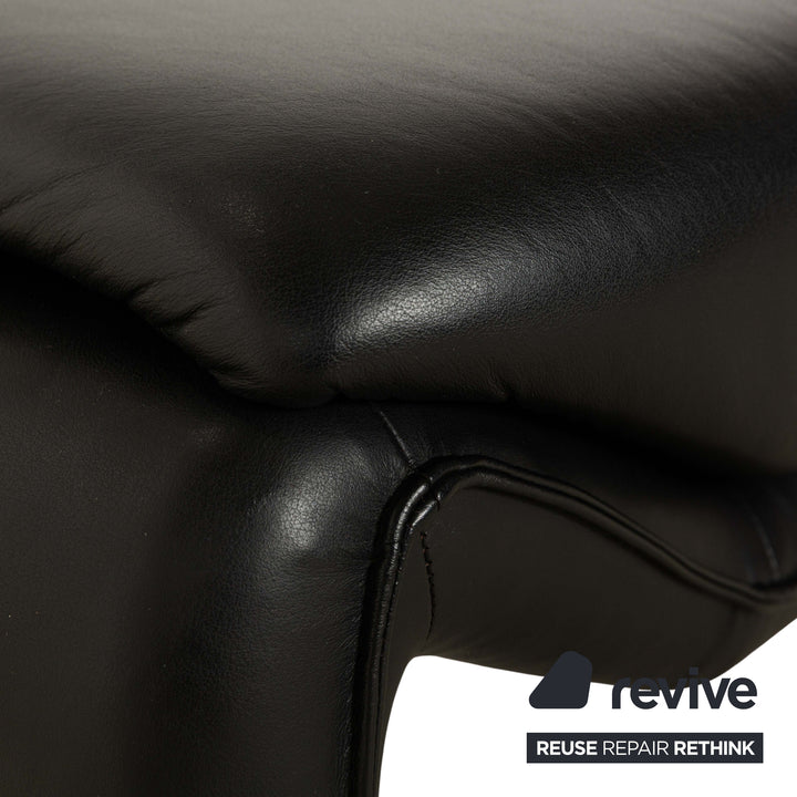 Laauser Atlanta Leather 1x Three-seater Sofa Couch 2x Armchairs 1x Stool Black