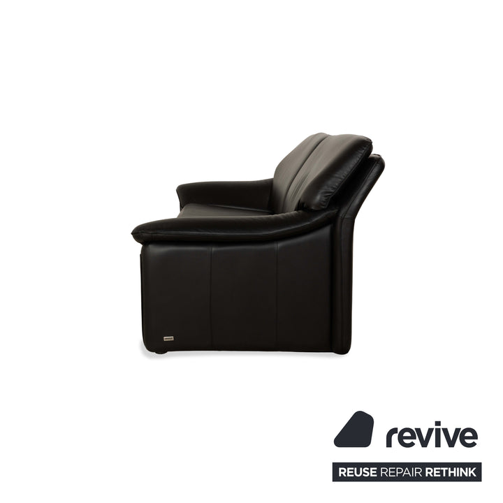 Laauser Atlanta Leather 1x Three-seater Sofa Couch 2x Armchairs 1x Stool Black