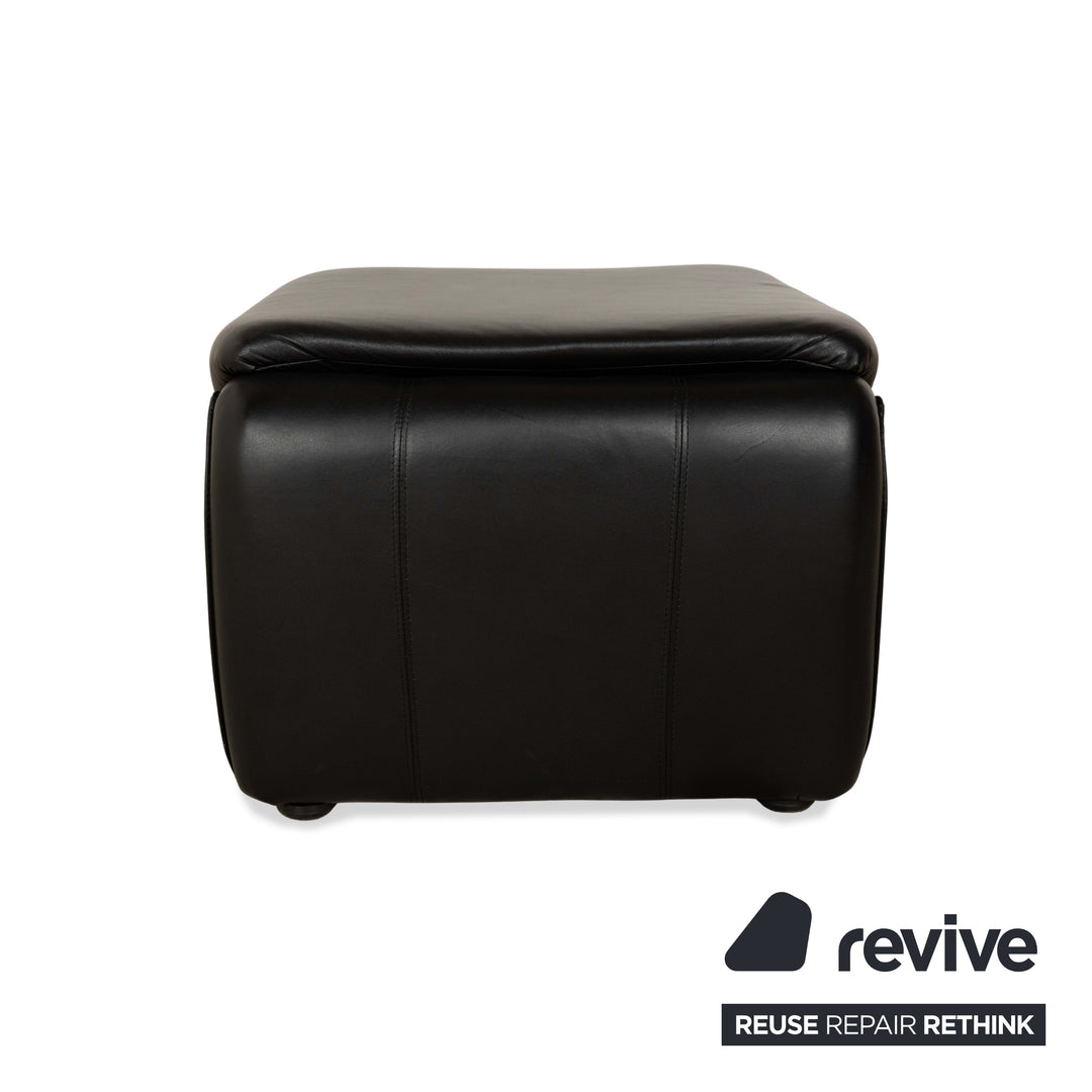 Laauser Atlanta Cuir 1x Canapé 3 places Canapé 2x Fauteuils 1x Tabouret Noir