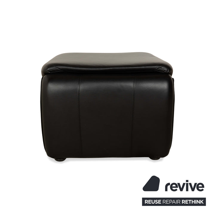 Laauser Atlanta Cuir 1x Canapé 3 places Canapé 2x Fauteuils 1x Tabouret Noir