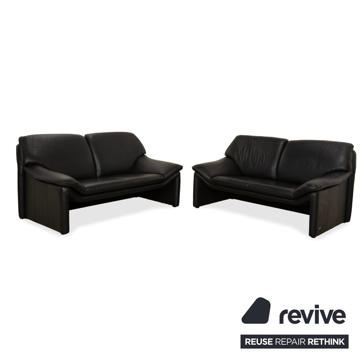 Canapé 2 places en cuir noir Laauser Atlanta