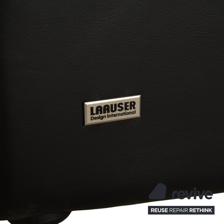 Laauser Atlanta Leather 2x Two-Seater Black Sofa Couch