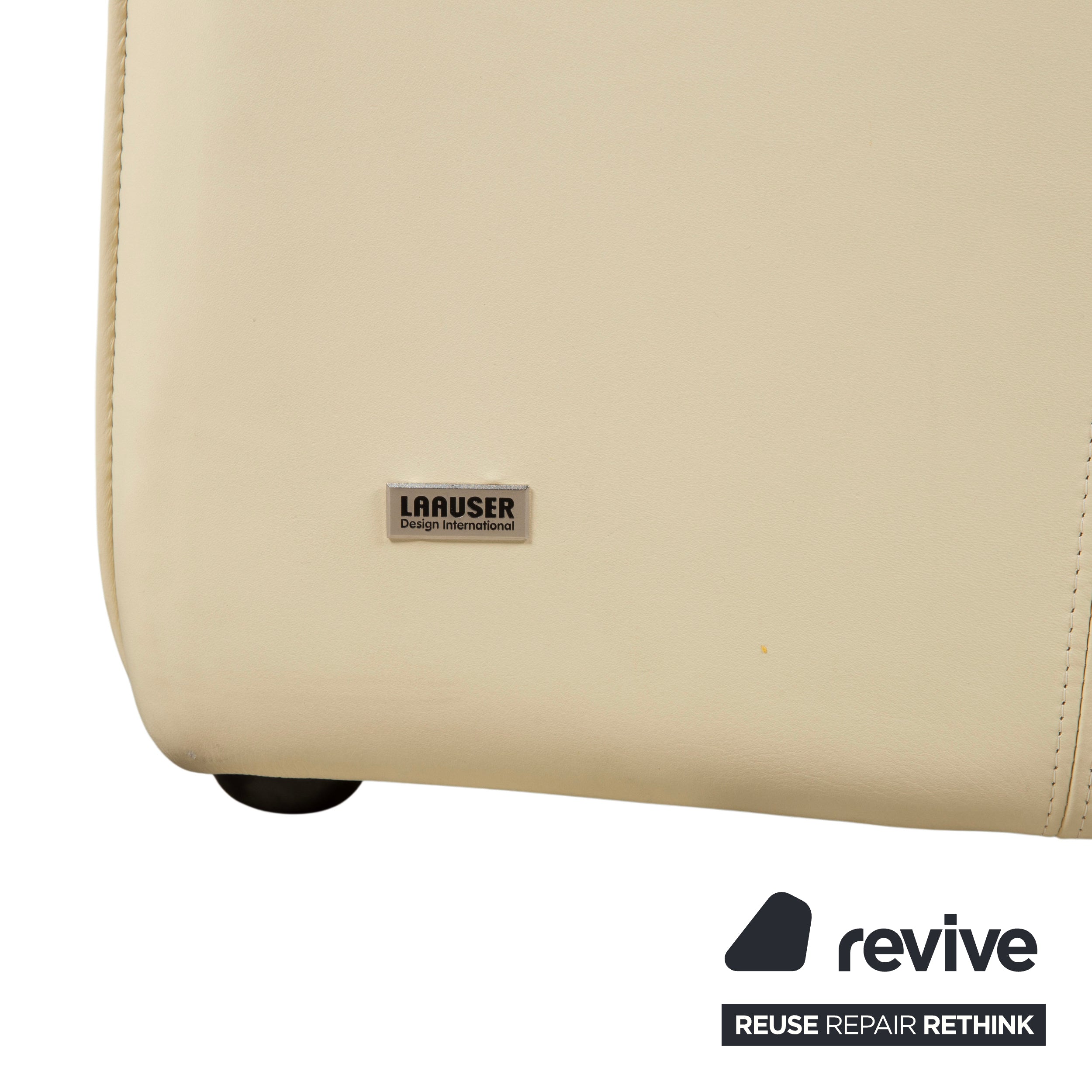 Laauser Atlanta Leather Three-Seater Sofa Beige Cream