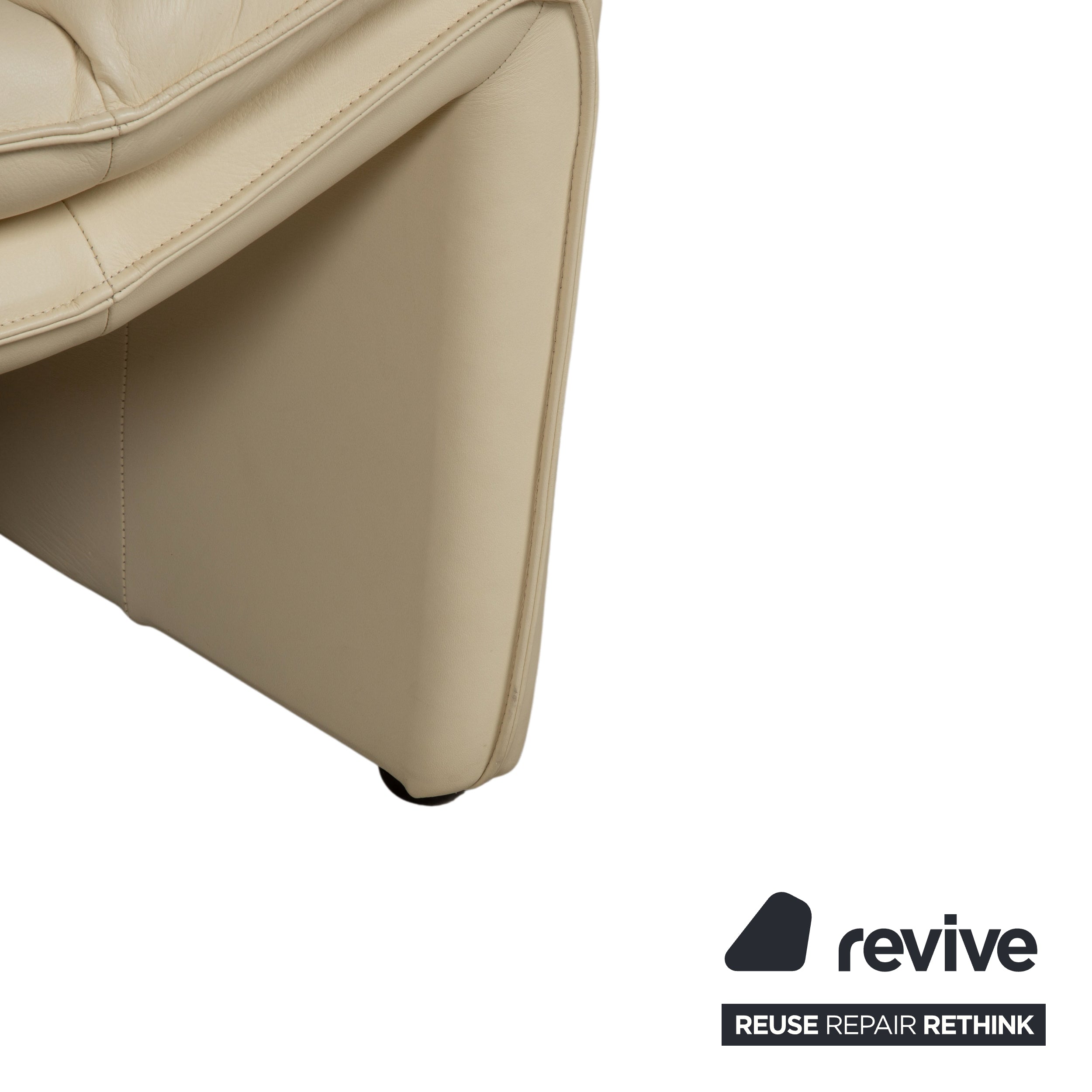 Laauser Atlanta Leather Three-Seater Sofa Beige Cream