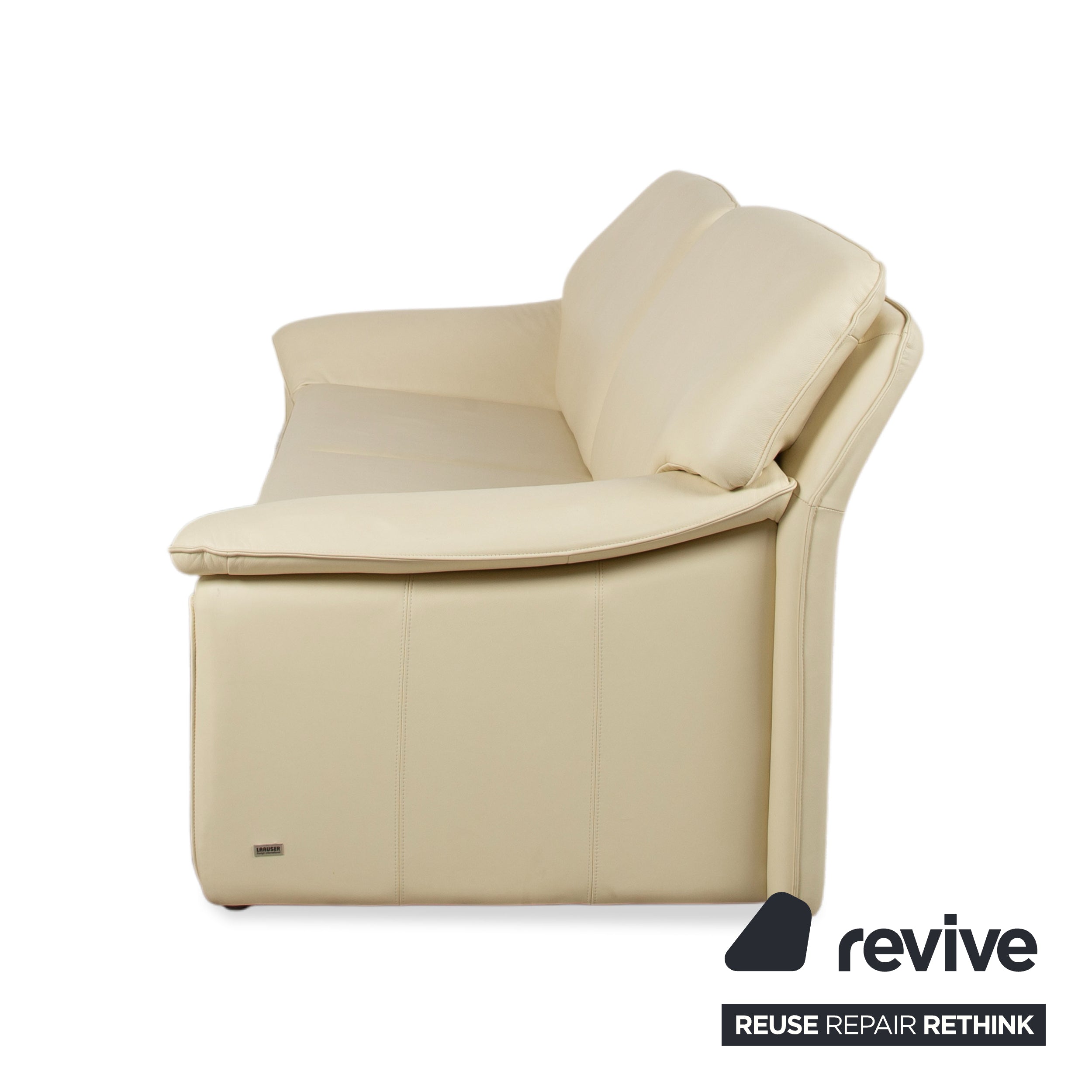 Laauser Atlanta Leather Three-Seater Sofa Beige Cream