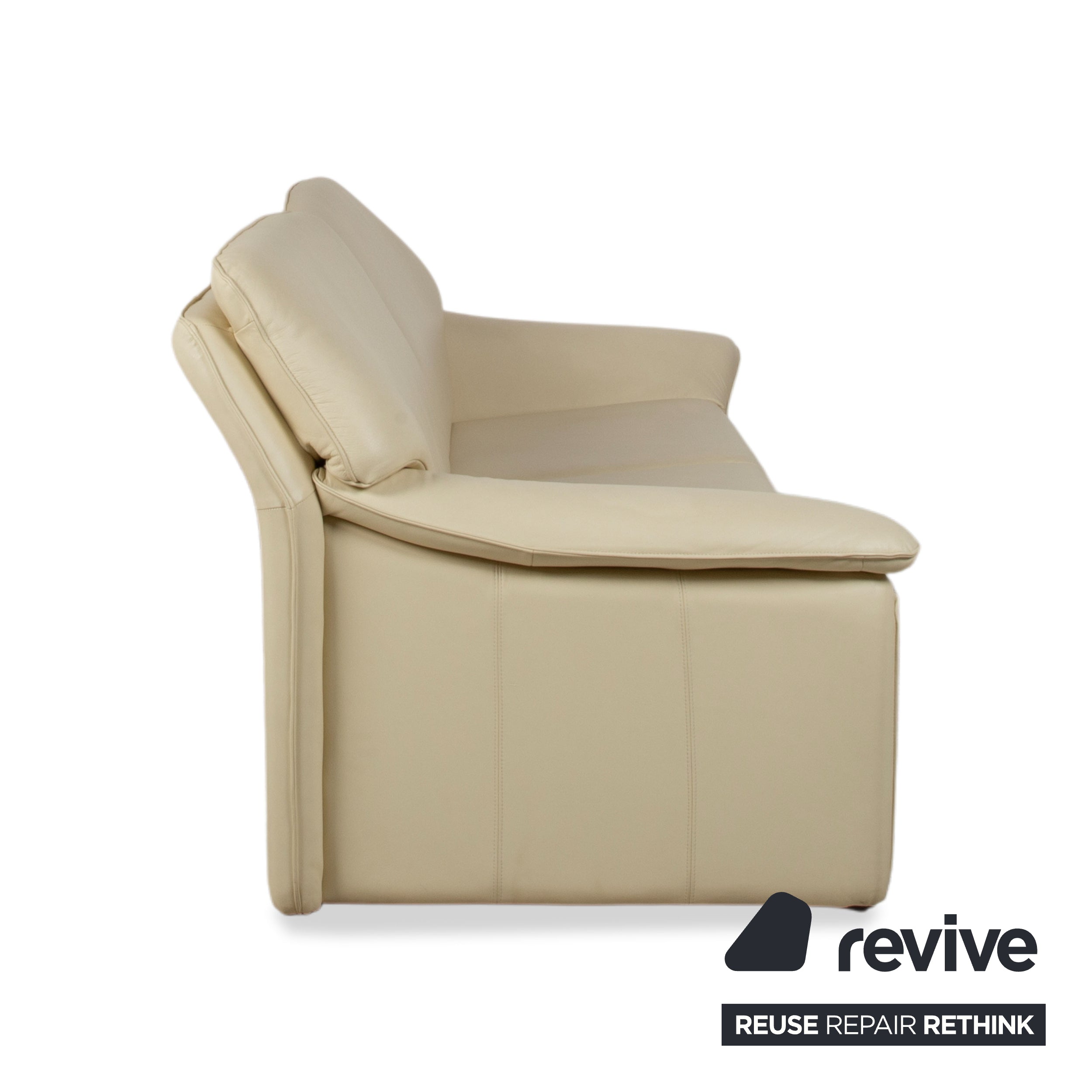 Laauser Atlanta Leather Three-Seater Sofa Beige Cream