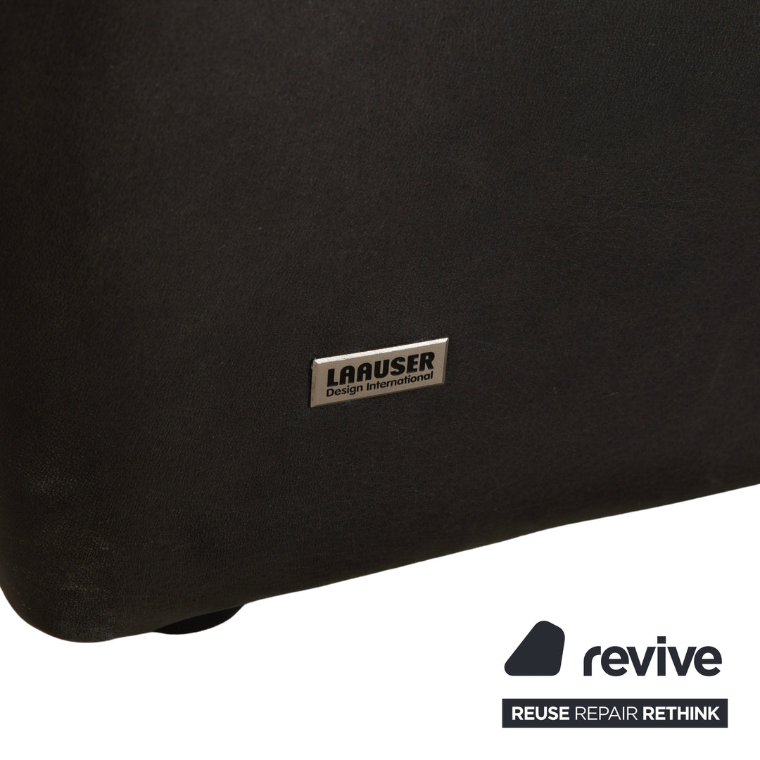 Laauser Atlanta Leder Dreisitzer Dunkelgrau Schwarz Schiefer Anthrazit Sofa Couch