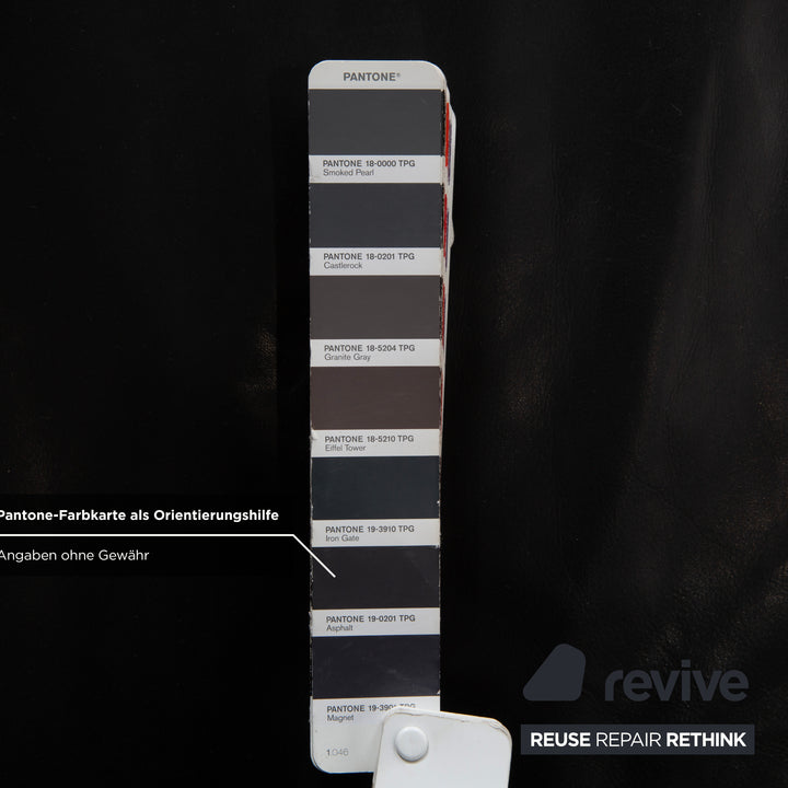 Canapé trois places en cuir Laauser Atlanta, gris foncé, noir, ardoise et anthracite.