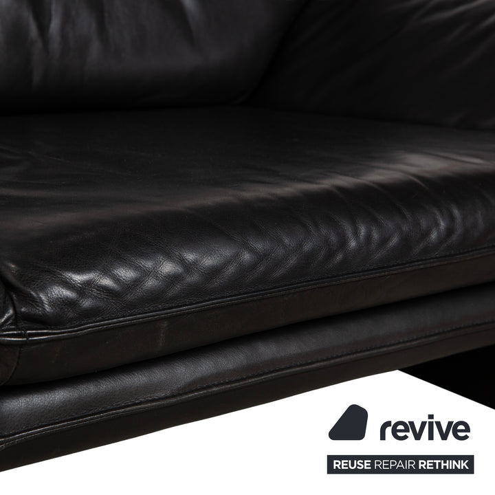 Laauser Atlanta Leder Dreisitzer Dunkelgrau Schwarz Schiefer Anthrazit Sofa Couch