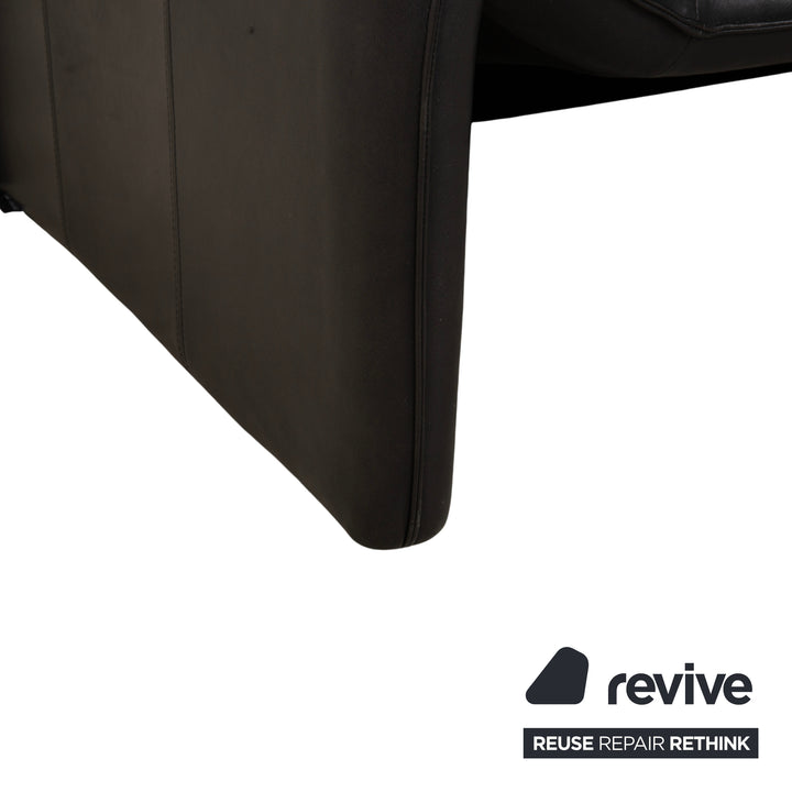 Laauser Atlanta Leder Dreisitzer Dunkelgrau Schwarz Schiefer Anthrazit Sofa Couch