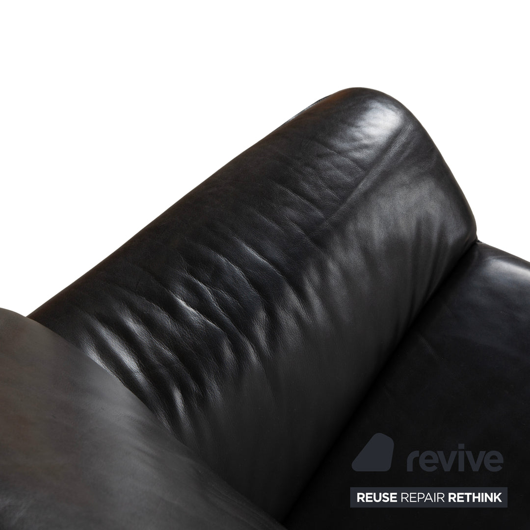 Laauser Atlanta Leder Dreisitzer Dunkelgrau Schwarz Schiefer Anthrazit Sofa Couch