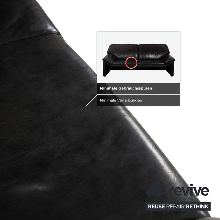 Laauser Atlanta Leder Dreisitzer Dunkelgrau Schwarz Schiefer Anthrazit Sofa Couch