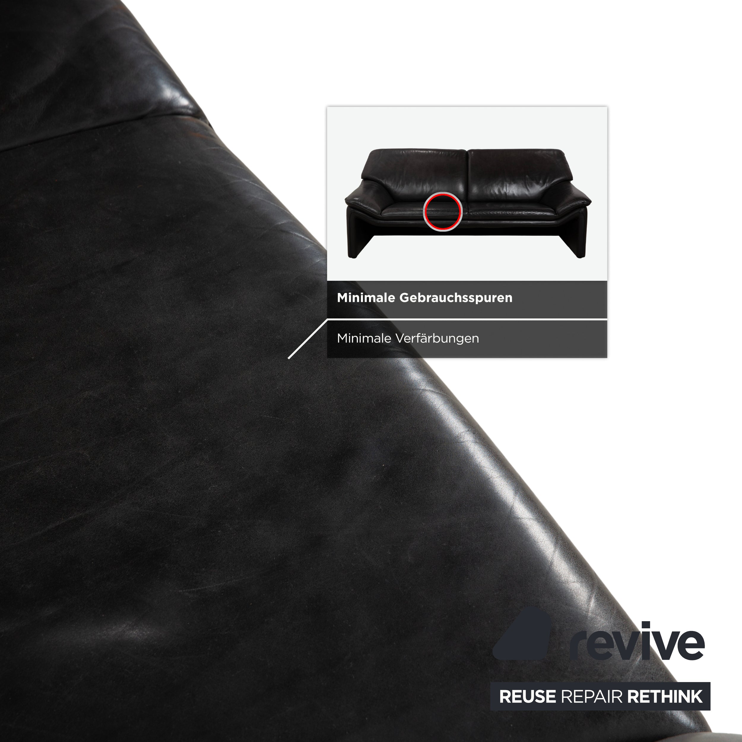 Laauser Atlanta Leather Three-Seater Dark Grey Black Slate Anthracite Sofa Couch