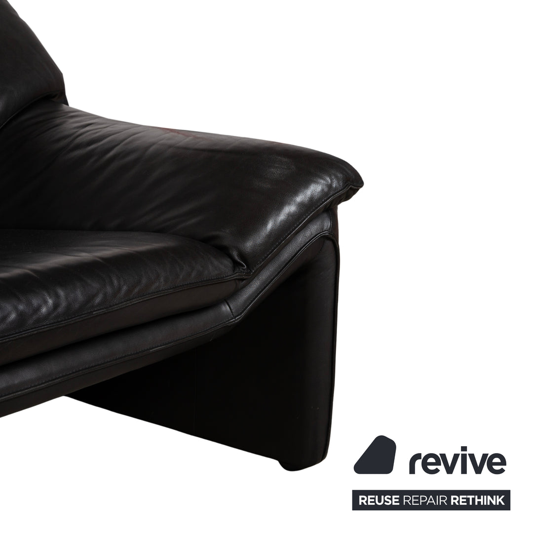 Laauser Atlanta Leder Dreisitzer Dunkelgrau Schwarz Schiefer Anthrazit Sofa Couch