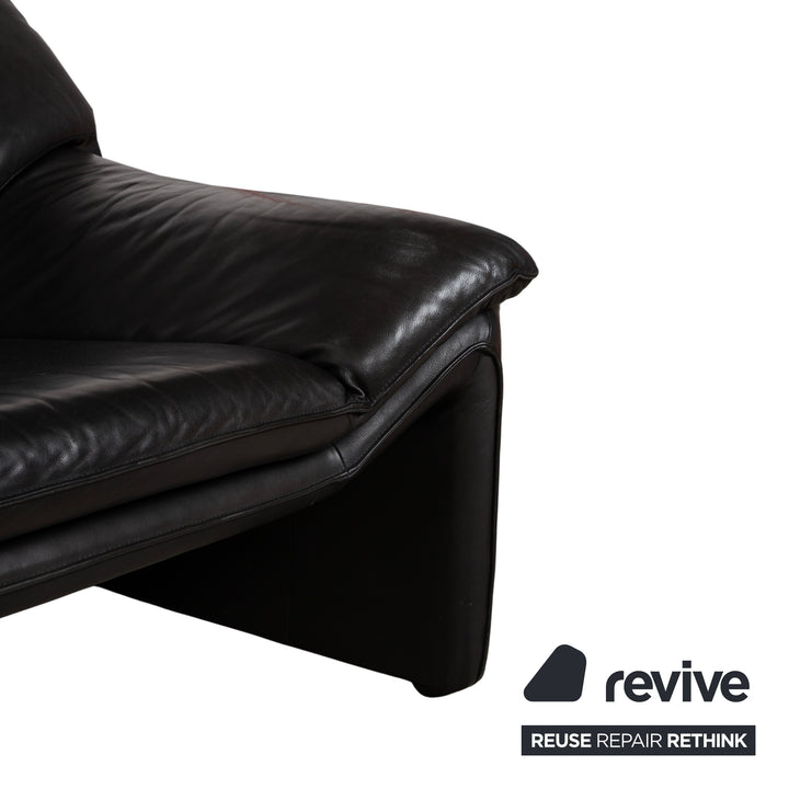 Laauser Atlanta Leder Dreisitzer Dunkelgrau Schwarz Schiefer Anthrazit Sofa Couch