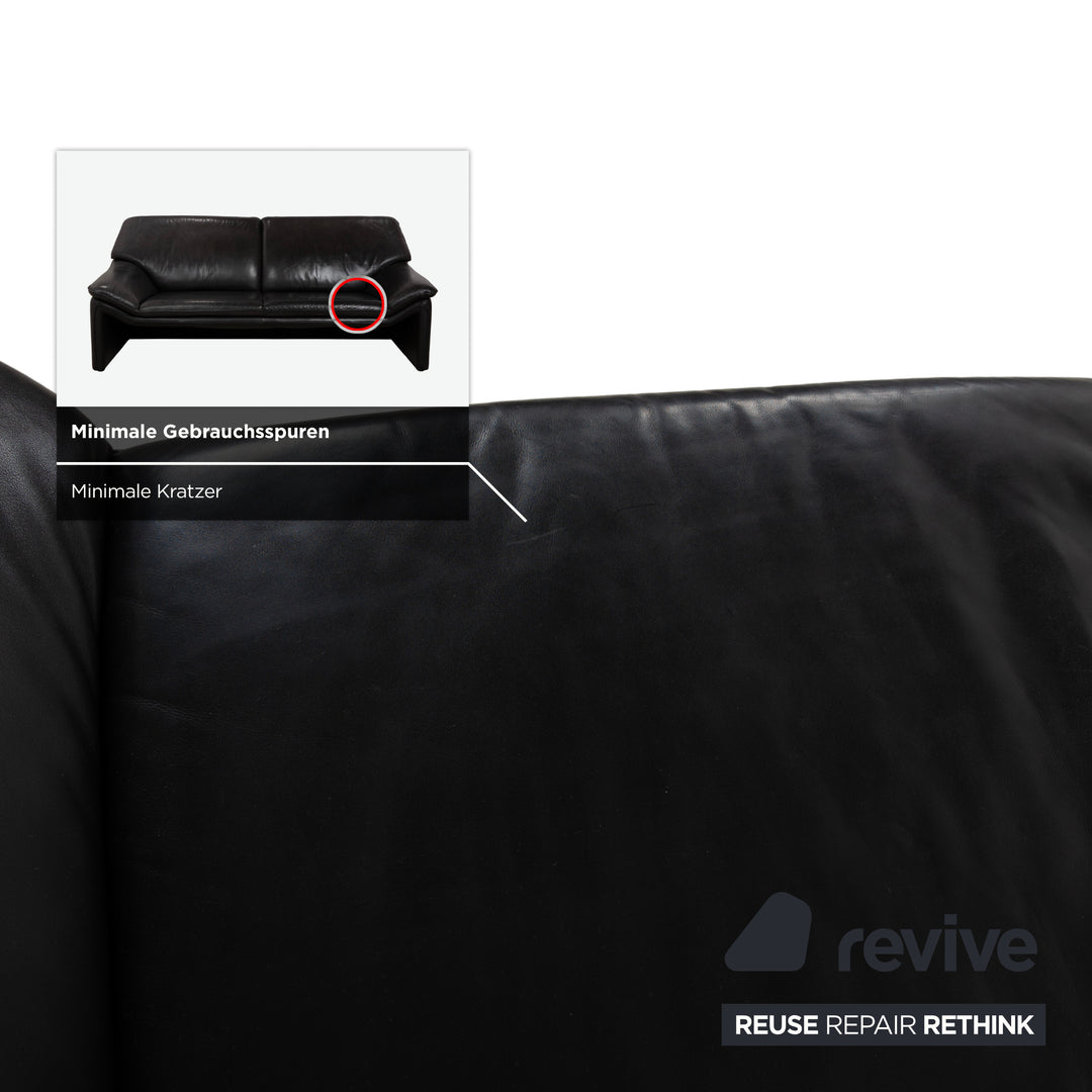 Laauser Atlanta Leder Dreisitzer Dunkelgrau Schwarz Schiefer Anthrazit Sofa Couch