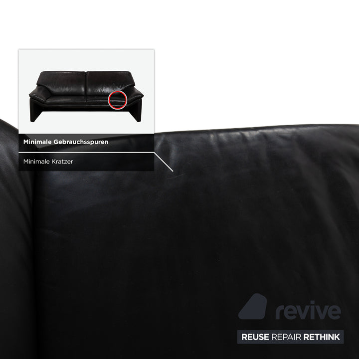 Laauser Atlanta Leder Dreisitzer Dunkelgrau Schwarz Schiefer Anthrazit Sofa Couch