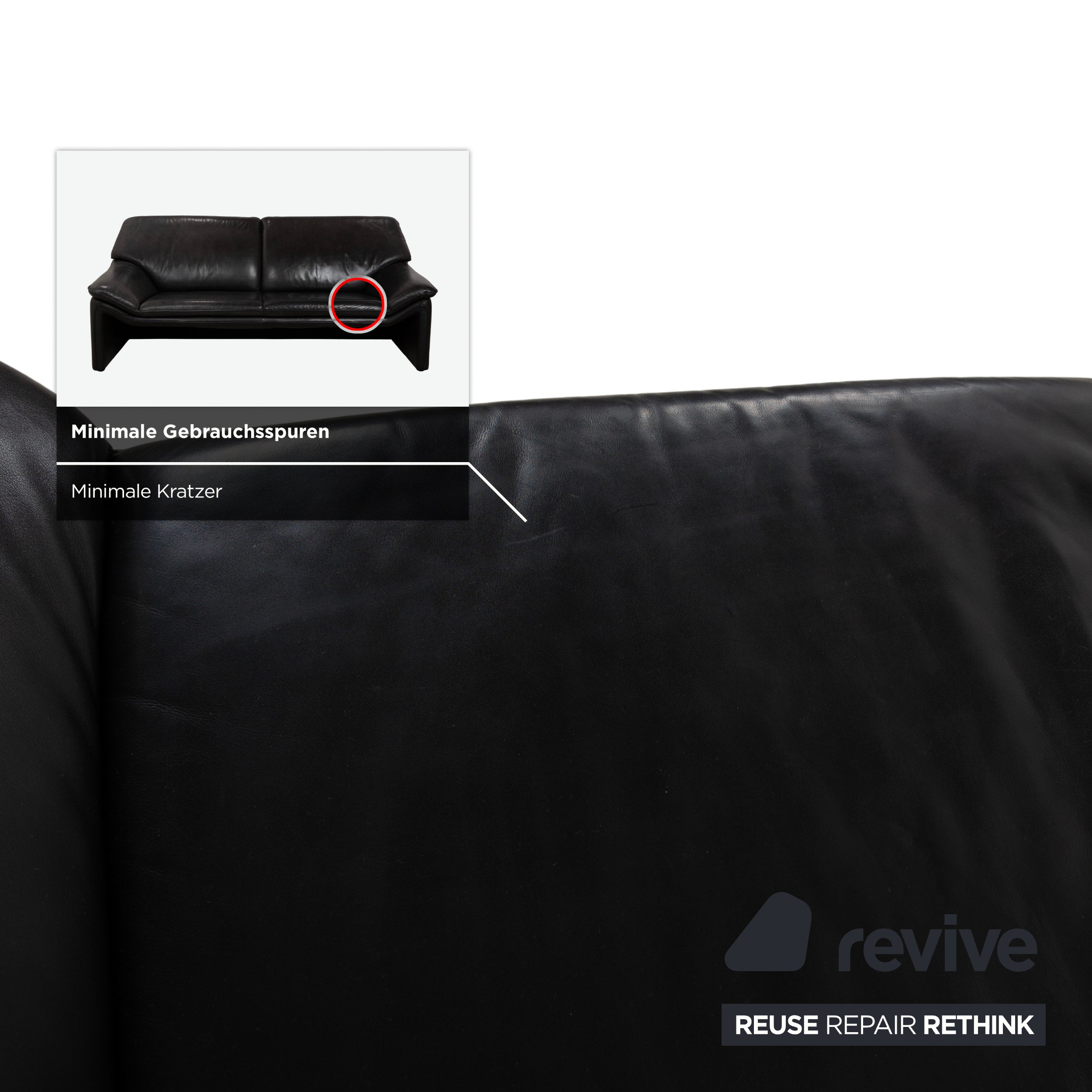 Laauser Atlanta Leather Three-Seater Dark Grey Black Slate Anthracite Sofa Couch
