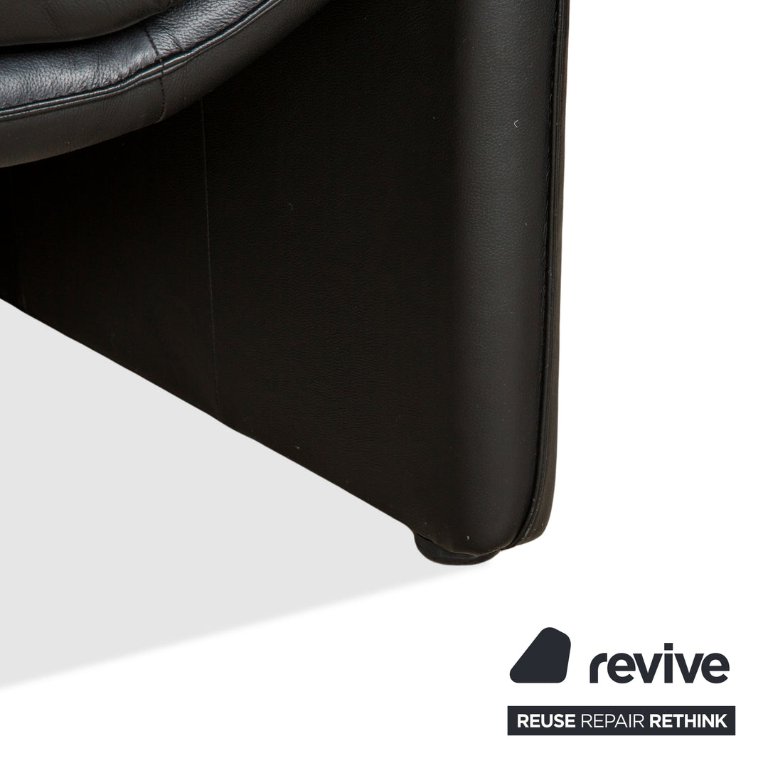 Canapé Laauser Atlanta en cuir trois places noir