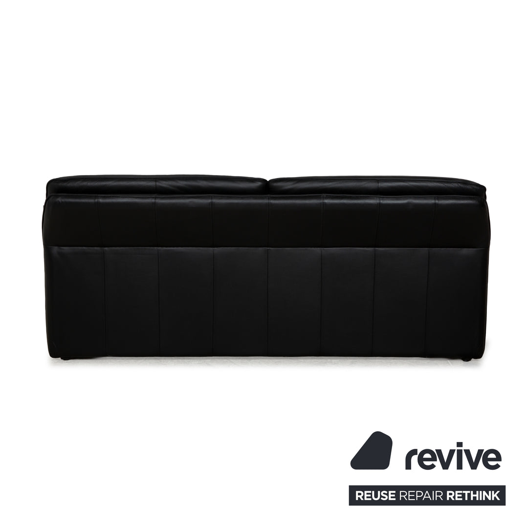 Laauser Atlanta Leather Three-Seater Black Sofa Couch