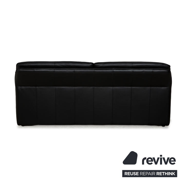 Laauser Atlanta Leather Three-Seater Black Sofa Couch