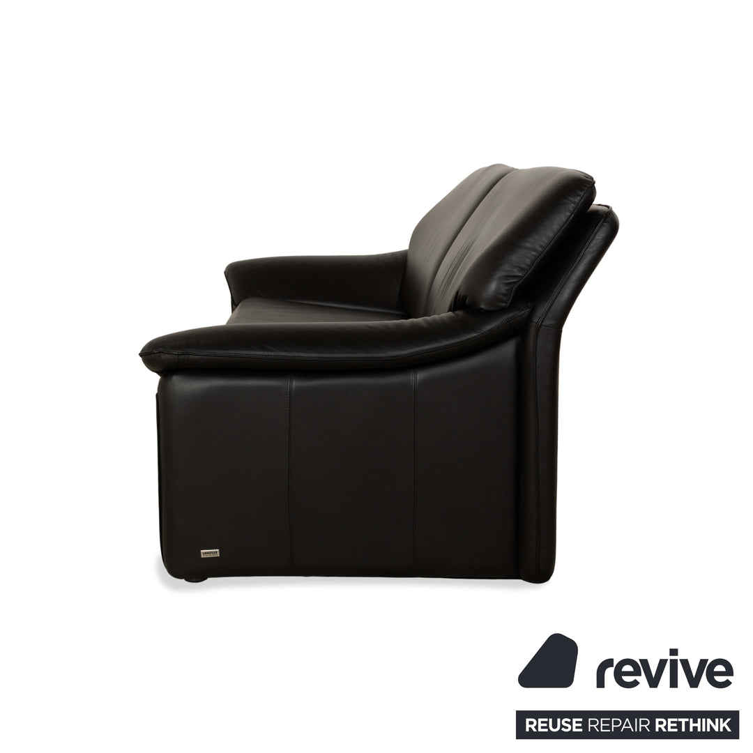 Laauser Atlanta Leather Three Seater Black Sofa Couch