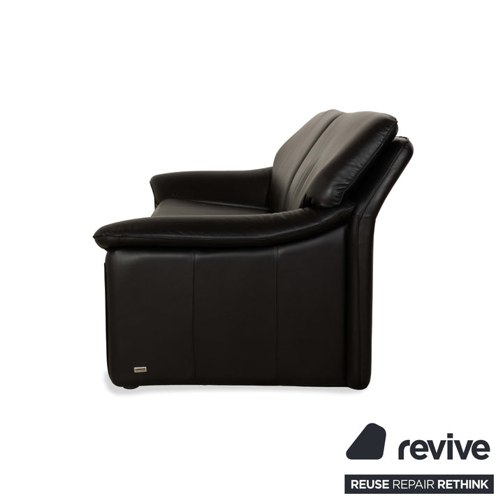 Laauser Atlanta Leather Three Seater Black Sofa Couch