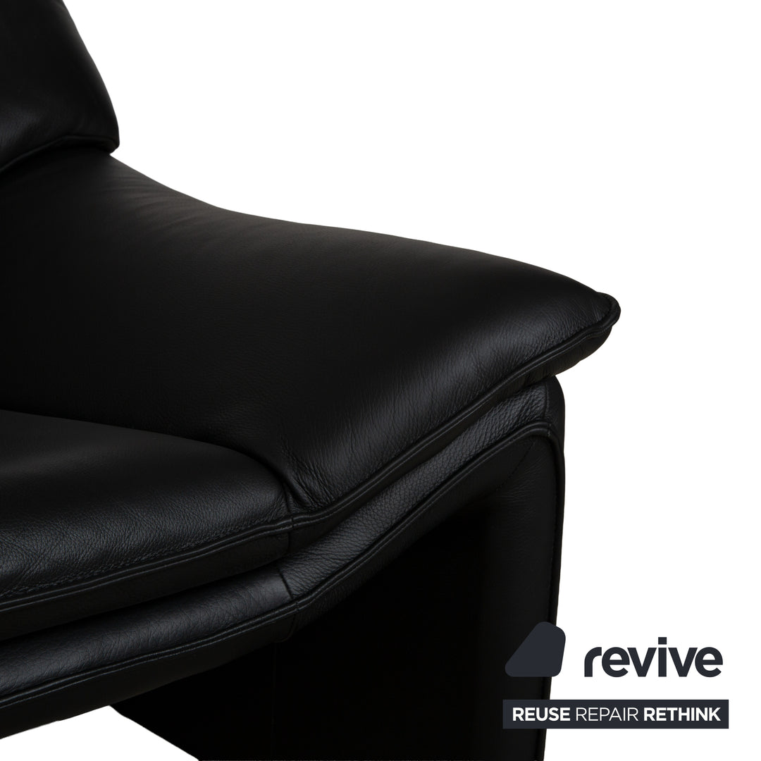 Laauser Atlanta Leather Three-Seater Black Sofa Couch