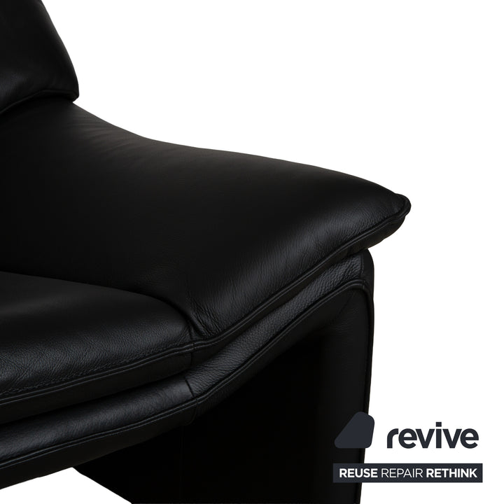 Laauser Atlanta Leather Three-Seater Black Sofa Couch