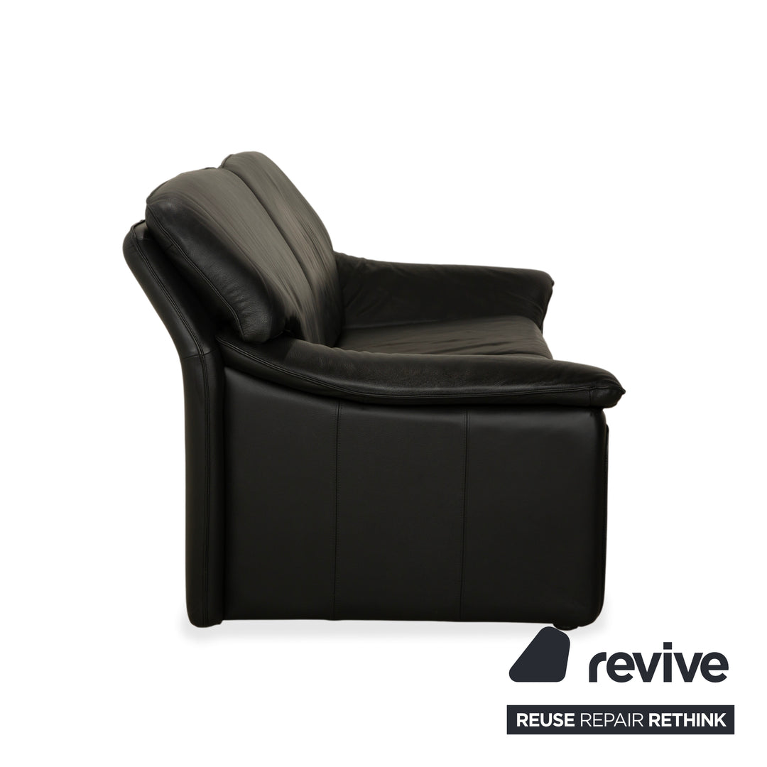 Laauser Atlanta Leder Dreisitzer Schwarz Sofa Couch